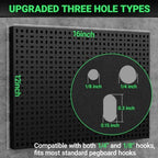 6 Pack Peg Board, 16×12" Black Metal Pegboard Wall Panels for Garage - Image 2