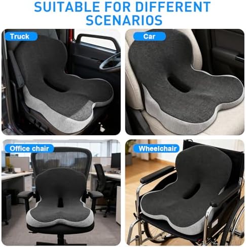 Denchy Memory Foam Car Seat Cushion with Back Support, Truck Driver Cushion - Image 6