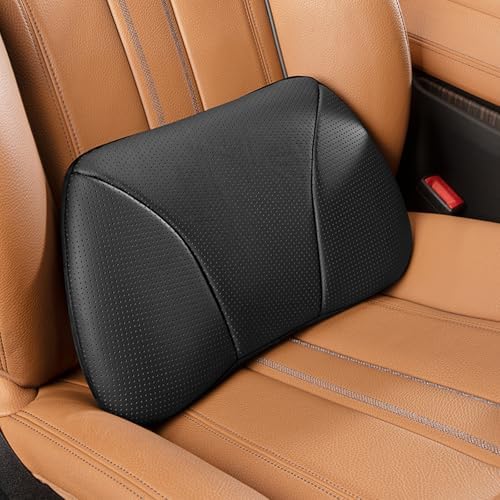 Genuine Leather Lumbar Support Pillow,Back Pain Relief Cushion,fits Tightly Around Waist,Real Cowhide,Memory Foam,fit Car Drive,Office Chair,Rest seat,Improve Posture,Portable,15.5''Lx 8.7''H by -----------------