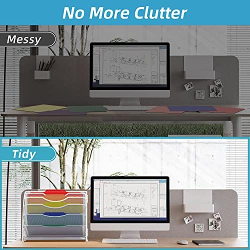 SUPEASY Fan Shaped Desk File Organizer, Paper File Holder for Desk, White - Image 5