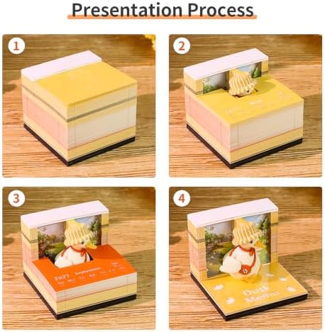 3D Memo Pad Time Piece Calendar 2027, 3D Tear-Off Art Desk Calendar 2027, Creative 3D Memo Pad Paper Art Tree House DIY Paper Carving Decoration (Sunny Duck) - Image 6