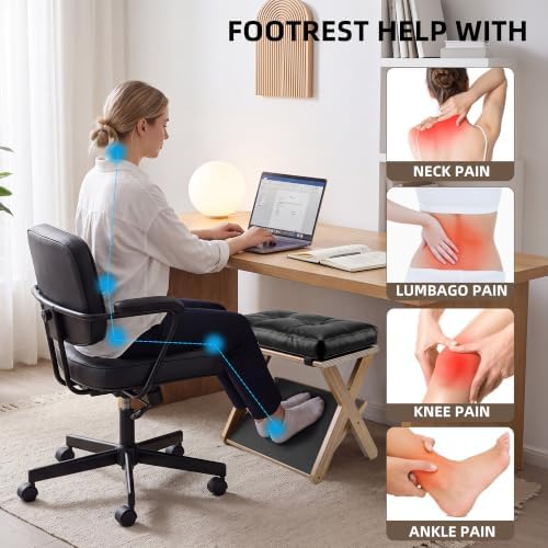 Foot Rest Under Desk at Work, Solid Wood Double Step Footstool - Image 2
