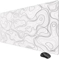Cacoy 48"x24" White Topographic Large Gaming Mouse Pad Extended PC Desk Mat by Cacoy