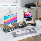 gianotter Dual Monitor Stand Riser With Drawer and 2 Pen Holders - Image 3