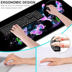 Mouse Pad,Large Pink Desk Mat, 4in1 XXL Mousepad + Keyboard Wrist Rest+Mouse Wrist Rest+Coaster Set with Ergonomic Desk Pad for Home Office Table Computer-Glowing Night Pink Butterflies - Image 6