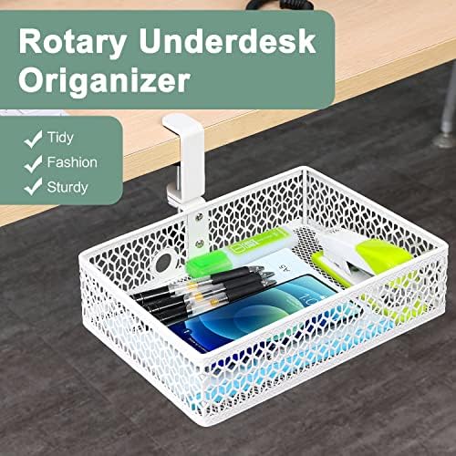 ROSYLINE Under Desk Storage Basket Hanging Drawer Tray, Clamp On Organizer - Image 2