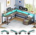 SEDETA 66" Reversible L Shaped Computer Desk with Power Outlet, File Drawer by SEDETA