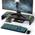 Heymaster Monitor Stand for Desk, Gaming Monitor Riser with RGB Light, Foldable Computer Monitor Stand Riser, Desk Organizers and Accessories for Desktop, Printer (Black) by Heymaster