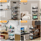 4 Tier Rolling Utility Cart with Drawer,REBECAT Utility Cart Made of Multifunctional Storage Organizer Tool for Kitchen,Bathroom,Living Room,Office(Black) - Image 6