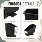 gisgfim 6 Pcs Non-Tip Book Bins with Stabilizer Wings (Black) - Image 3