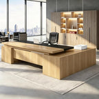 Executive Desk, L Shaped Executive Office Desk with Locking Drawer & File Cabinet, 1'' Thick Desktop, Large Office Desk with Storage, Modern Executive Computer Workstation for Home Office & Business by Unknown