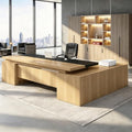 Executive Desk, L Shaped Executive Office Desk with Locking Drawer & File Cabinet, 1'' Thick Desktop, Large Office Desk with Storage, Modern Executive Computer Workstation for Home Office & Business by Unknown