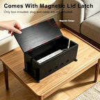 Large Wood Cable Management Box, Black Cord Organizer 14" - Image 4