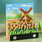 2027 Time Piece Calendar, 3D Sticky Notes 2027, Desk Calendar With LED Light, Tree Memo Pad Creative Artsy Pads 3D Art Calendar, Paper Carving Gift for Colleague Friend, Desktop Decoration (Windmill) by Unknown