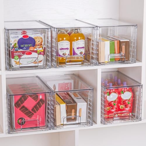 Vtopmart 8 Pack Large Stackable Storage Drawers,Clear Acrylic Drawer Organizers with Handles, Easily Assemble for Fridge, Bathroom,Kitchen Undersink,Cabinet,Pantry Organization and Storage - Image 7