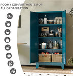 COFaR 61" Metal Pantry Cabinet in Peacock Blue, Farmhouse Storage Cabinet with Adjustable Shelves, Sturdy Freestanding Cupboard for Kitchen Organization, Bathroom & Living Room - Image 6