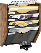 Hanging Wall File Organizer, 5 Tier Mail Organizer with Hook, Brown by Unknown