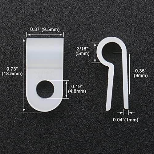 BAOMAIN 3/16-Inch R-Type Cable Clamps, 1000-Pack Wire Nylon Wire Management Clips, UC-0.5 Screw-On Cord Fasteners for Home, Office, and Industrial Use - Image 2