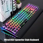 RK ROYAL KLUDGE S108 Typewriter Mechanical Keyboard, Full RGB Gaming Keyboard, Wired PC Game Keyboards with Number Pad and Detachable Wrist Rest, Retro Round Keycaps, Brown Switches Black - Image 2
