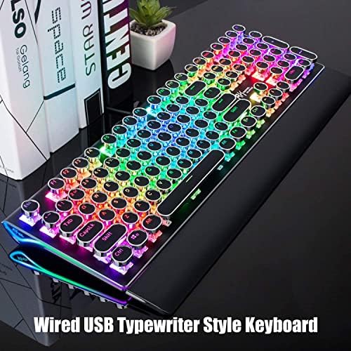 RK ROYAL KLUDGE S108 Typewriter Mechanical Keyboard, Full RGB Gaming Keyboard, Wired PC Game Keyboards with Number Pad and Detachable Wrist Rest, Retro Round Keycaps, Brown Switches Black - Image 2