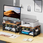 Marbrasse Wood Printer Stand for Desk, 2-Tier Desktop Printer Table for Home Office, Printer Stand with Storage Drawer 2 Pen Holders, Multi-Purpose Desk Organizer for Fax Machine Scanner(Wood Brown) - Image 4