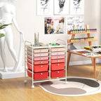 LDAILY 12 Drawer Rolling Storage Cart, Craft Cart Organizer on Wheels w/Metal Frame, Large Capacity & Smooth Drawer, Rolling Cart w/Drawers for Classroom, Office - Image 2