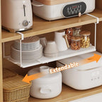 2 Pack Expandable Under Cabinet Shelf, Under Shelf Storage with 0.94 Inches Thick Clips for Kitchen Cupboard, Metal Hanging Under Desk Basket for Laundry Room, Shoe Rack - Image 4