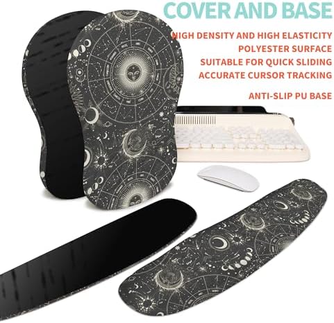 2-in-1 Ergonomic Set, Wave Rise Keyboard Wrist Rest and Massage Bulge Slope Mouse Pad Wrist Support, Cushion Memory Foam Integrated to Relieve Wrist Pain, Constellation - Image 6
