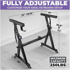 Liquid Stands Keyboard Stand w/ Wheels - Black Z Style Adjustable & Portable Professional Heavy Duty Digital Piano Stand - Fits 54-88 Key Electric Pianos - Sturdy Rolling Musical Keyboard Stand - Image 2