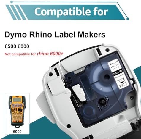 NineLeaf 8 Pack Compatible Labels Tape Replacement for Dymo 1805443 1 inch Black on White Heat Shrink Tube Labels 24mm x 1.5m for Wires and Cables Use in Rhino 6000 6500 Label Maker - Image 4