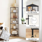 HOOBRO Corner Shelf Stand, Industrial 6-Tier Corner Bookshelf with Metal Frame, Bookcase, Plant Display Stand for Small Spaces, Living Room, Black BK36CJ01 - Image 5
