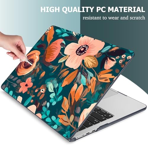 Mektron for 2026/2025/2024/2023 MacBook Air 15 INCH M5 A3448 /M4 A3241 /M3 A3114 /M2 A2941 Case, Printed Plastic Hard Shell Cover with 15.3" Liquid Retina Display Touch ID, Abstract Florals - Image 4