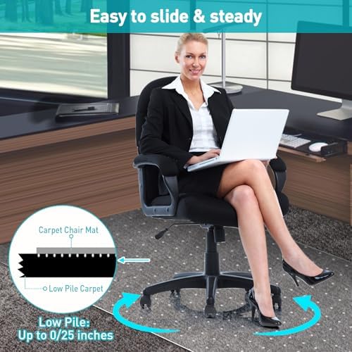PHOUZIN Office Chair Mat for Carpet: 48"x36" Clear Desk Chair Mat - Image 2