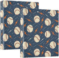 JIPONI 3 Ring Binder Baseballs Lightning Bolts 1 Inch Round Binders for Men Women Students, Cute File Organizer for Office Home School by JIPONI