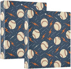 JIPONI 3 Ring Binder Baseballs Lightning Bolts 1 Inch Round Binders for Men Women Students, Cute File Organizer for Office Home School by JIPONI