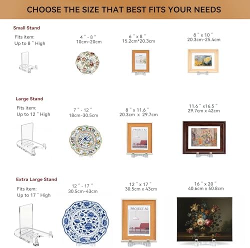 2 Pack Acrylic Easel Display，Plate Stand for Display，Adjustable Clear Display Holder for 4" to 8" Platter, Book, Card, Frame, Picture, Artwork, Plaque ( Small-2pcs 4"-8") - Image 2