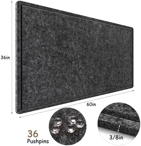 Large Bulletin Board, Foldable 60x36 Inches Cork Board Alternative, Large Felt Board Decorative Pin Board for Wall, Foldable Photo Board Self-Adhesive Vision Board with 36 Pushpins Dark Gray - Image 7