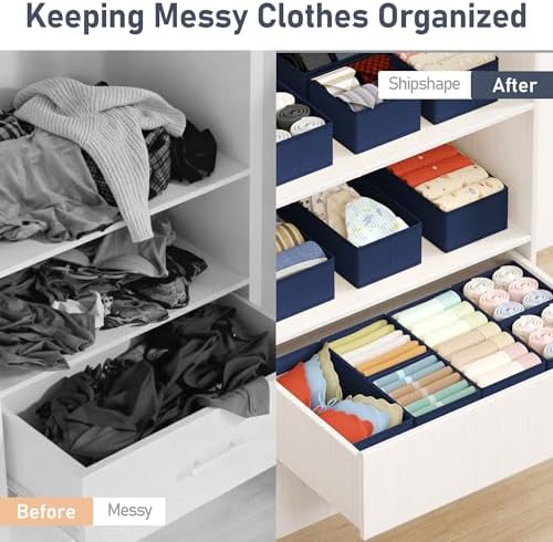 DIMJ Drawer Organizer Clothes Storage - 18 Pack Baby Dresser Organizer for Nursery, Foldable Drawer Dividers for Bedroom Closet Organization, Fabric Storage Bins for Socks, Underwears, Bras - Image 5