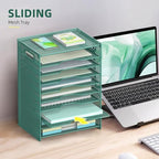 OUTWOLF 10 Tier Paper Organizer - Letter Tray Mesh Desk File Organizer with Handles for Office School Desktop, Green - Image 5