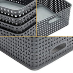 Eslite Plastic Storage Baskets for Organizing,11"X8.5"X4.7",Pack of 4 (Grey) - Image 2