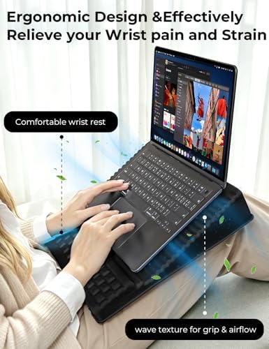 Laptop Stand with Wrist Rest, Reversible Lap Desk with Support - Image 2