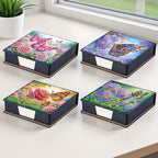 4pcs Flower Butterfly DIY Diamond Art Painting Sticky Notes Holder (640 Blank Notepads) Cube Note Box Mosaic Craft Set for Office Accessories Desk Office Workplace - Image 2