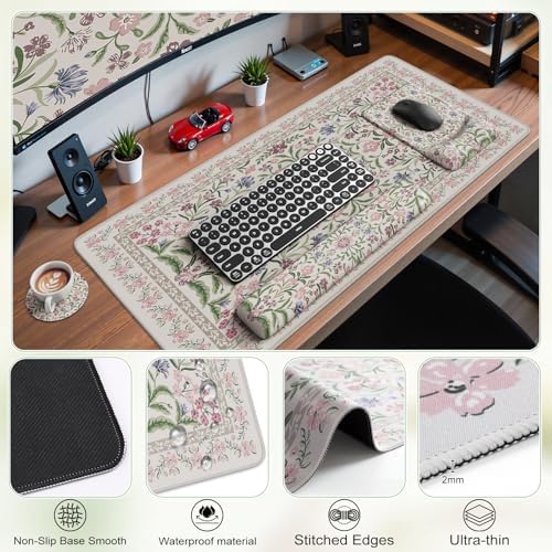 iCasso Mouse Pad with Wrist Rest, Large Desk Mat Set, Purple - Image 4