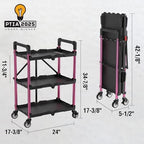 WORKPRO 3-Tier Collapsible Utility Cart, 210 LBS Cart with Wheels - Image 2