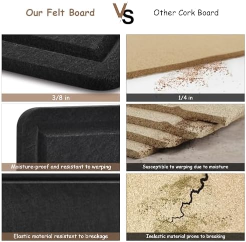 Large Bulletin Board, Foldable 72x48 Inches Cork Board Alternative, Large Felt Board Decorative Pin Board for Wall, Foldable Photo Board Self-Adhesive Vision Board with 36 Pushpins Black - Image 6