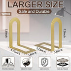 Chunful 12 Pcs Gold Metal BookEnds Shelves, 7.5 x 5.75 x 3.5 in - Image 2