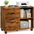 Simple Deluxe 3 Drawer Rolling File Cabinet, Wood Printer Stand with Adjustable Shelf for Home Office Study Organizatiom, Brown by SimpleDeluxe