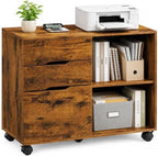 Simple Deluxe 3 Drawer Rolling File Cabinet, Wood Printer Stand with Adjustable Shelf for Home Office Study Organizatiom, Brown by SimpleDeluxe