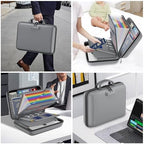 DocSafe Fireproof File Organizer with Lock, Hard-Shell Case Fireproof Document Box with 13 Pocket Accordion File Folder, Portable Home Office Travel Safe Storage for Important Documents Laptop Gray - Image 5