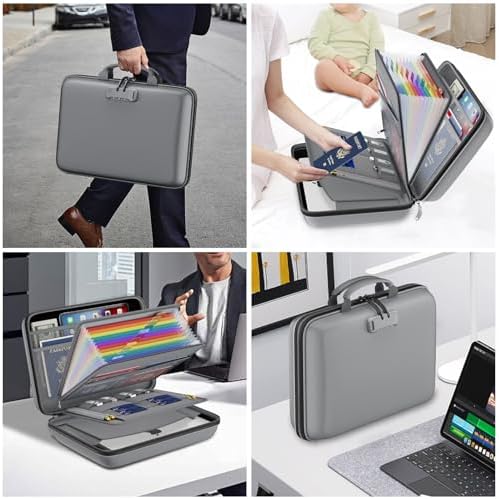 DocSafe Fireproof File Organizer with Lock, Hard-Shell Case Fireproof Document Box with 13 Pocket Accordion File Folder, Portable Home Office Travel Safe Storage for Important Documents Laptop Gray - Image 5